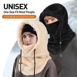 AYPOW Winter Thermal Fleece Balaclava Men Women Multifunctional Outdoor Windproof Face Hood Warm Ski Mask with Neck Warmer Neck Warmer Unisex Face Mask Cycling Motorcycles Hiking Running, khaki