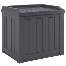Suncast Small Deck Box Storage w/ Bench Seat for Indoor & Outdoor Use, 22 Gal., Cyberspace