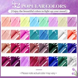 JODSONE 32+3 Pcs Gel Nail Polish Kit Soak Off Gel Polish Set Glitter Gel Nail Kit with No Wipe Base Coat Top Coat and Matte Top Coat for Nail Art Salon DIY at Home Manicure Kit