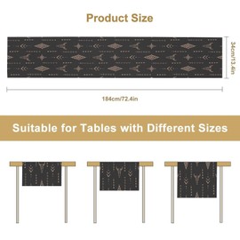XBDDZSW Western Cow Skull Table Runner,Vintage Western Boho Style Aztec Cow Ethnic Background Minimalist Pattern Printed Linen Table Runner for Home Kitchen Dining Table Decoration,13x70 Inch