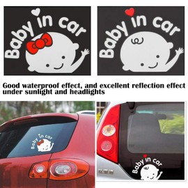 Baby in Car Baby on Board White Stickers Car Warning Sign, Reflective Waterproof (Boy)