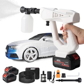 Cordless Pressure Washer Battery Powered, 870 PSI/60 Bar Portable Power Pressure Washer 24V 7500 mAh with 6-in-1 Nozzle, Foam Pot, Hose for Garden Car Floor Yard Fence Wall Cleaning