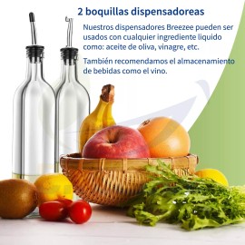 Breezee Market  Set 2 Botella Dispensador Aceite Oliva Vinagre Cocina 500ml