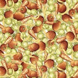 Quilting Treasures Cuisine Mixed Vegetables White 100% Cotton Fabric by The Yard