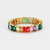 Michooyel 18K Gold Plated Emerald Cut Eternity Band Ring Rainbow