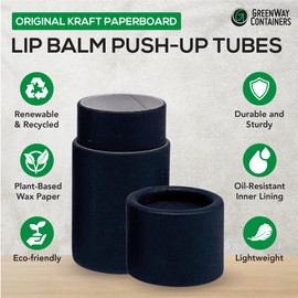 GreenWay - Tubos de bálsamo labial de cartón kraft de 0.2 oz / 6 g con cuentagotas – Paquete de 25 tubos de brillo labial recargables – Contenedores de bálsamo labial de estilo corto, tubos vacíos