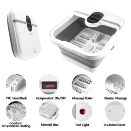 teepten Collapasible Foot Spa Bath Massager with Heat, Pedicure Foot Spa with Bubbles/Timer/Temperature Control, Feet Soak Tub for Home, Office, Relaxation and Stress Relief, Gift for Men and Women