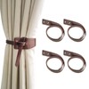 Leather Curtain Tie Backs, 4 Piece Minimalist Leather Drapery Tiebacks,