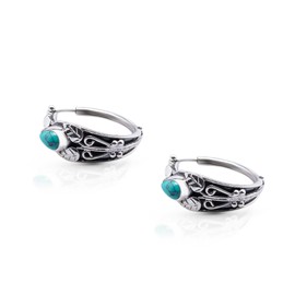 Koral Jewelry Synthetic Turquoise Vintage Hoop Earrings Sterling Silver 925 Gipsy Boho Chic