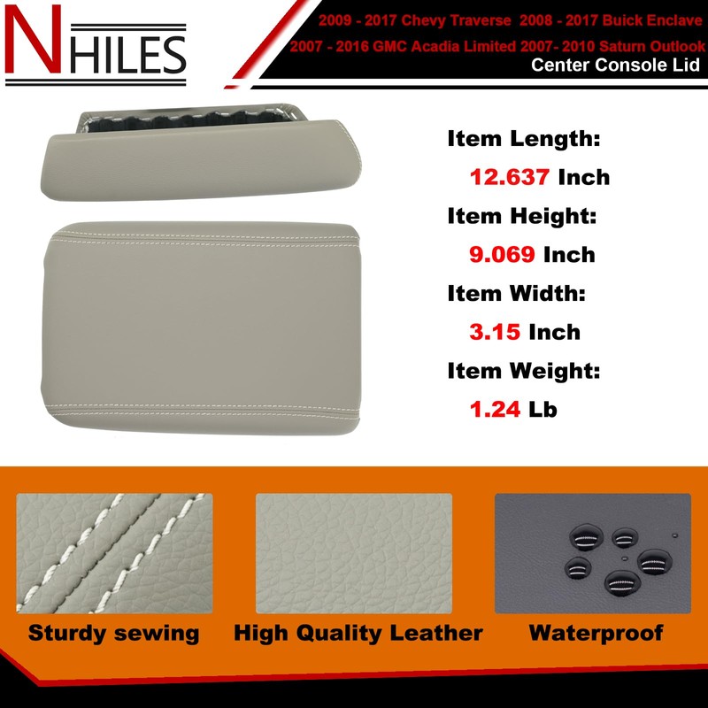 NHILES Center Console Cover Fit for 2007-2017 Chevy Traverse |