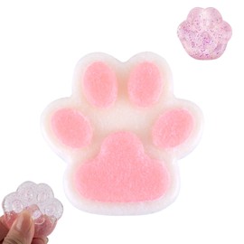 GWAWG Giant Pink Cat Paw Squishy Toy, Soft Flocked Texture with Sparkly Mini Cat Paw Charm, Stress Relief Fidget Toy for Kids Adults, Cute Durable Sensory Play Gift for Cat Lovers