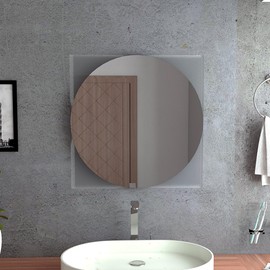 TREATLIFE HOME Optimize Bathroom Space with Square Wall-Mounted Mirror, Sandblasted Borders, Modern Design, Clear Finish