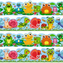 72 Feet Frogs Bulletin Board Borders Flower Insect Butterfly Borders for Spring Summer Classroom Back to School Decoration