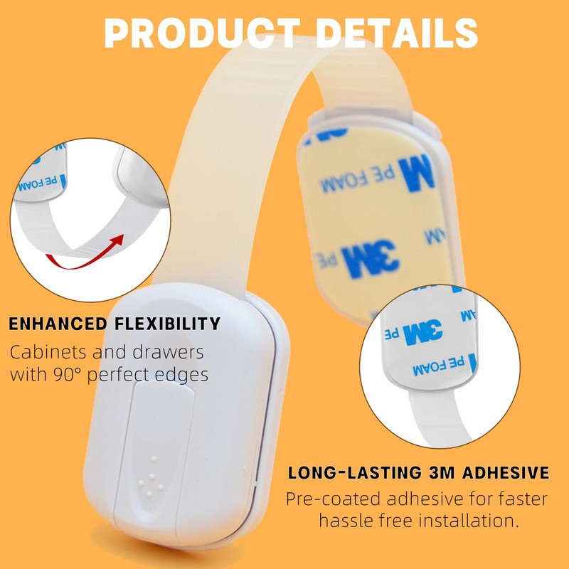 4 Pack Cupboard Locks for Children, Child Locks for Kitchen