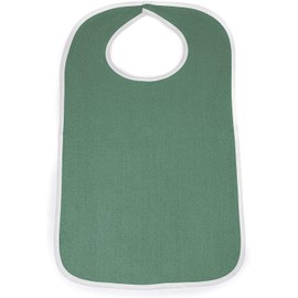 Comfort Finds Terry Cloth Adult Size Senior Bib Value Pack with Hook & Loop Closure - Elderly Men and Women Food Catcher Solutions (Forest, 12 Pack)