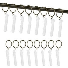 16 PCS Brass Golden Curtain Rings with Eyelet and 16 PCS Adjustable Plastic Curtain Hooks for Pinch Pleated Curtains Vintage Easy to Use for Window Curtain Rods Fits Up to 1.25 in Rod