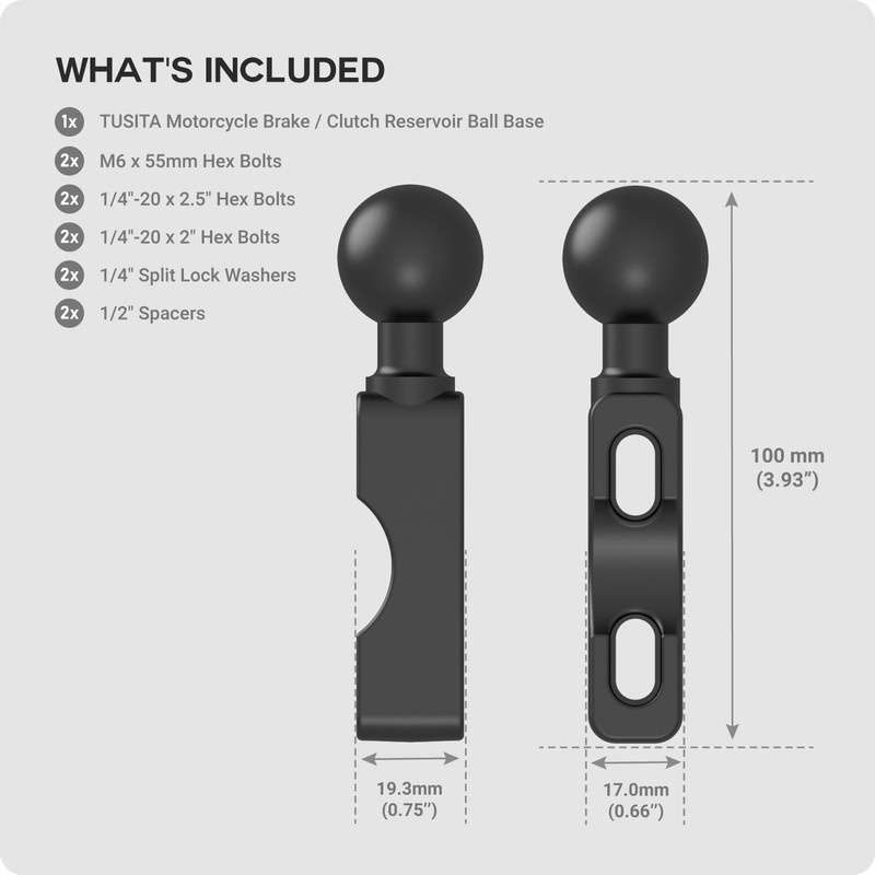 TUSITA Motorcycle Brake Clutch Reservoir Ball Base B Size 1"