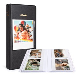 MUZIRI KINOKOO 64 Pockets Photo Album for Fuji Instax Wide 400/Wide 300/Wide 210 Camera, PU Leather Photo Album for 4.25'' * 3.4'' Films, Collection Souvenir Album Book for Wide 400/300/210 - Black