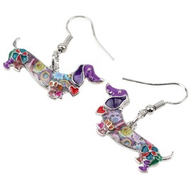 BONSNY Enamel Alloy Dachshund Dog Pets Earrings for Women Jewelry Novelty Funny Charms Original Design, enamel Metal, Sandstone