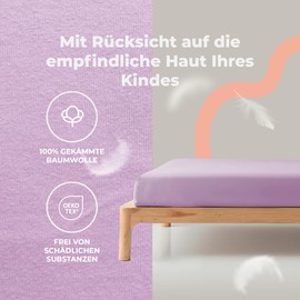 Fitted Sheet 100% Cotton Jersey - 80/200 - 80 x 200 cm, purple, 80 x 160 cm