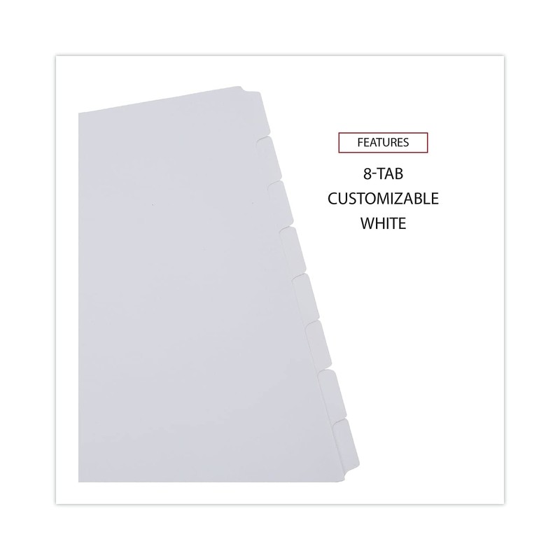 Universal 20818 Write-On/Erasable Indexes, Eight White Tabs, Letter, White