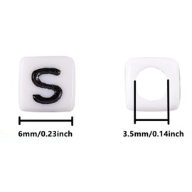 XIENBAOFU 500PCS Letter Beads White Square Acrylic Alphabet Beads Letter S Beads for Jewelry Making Bracelets Necklaces Key Chains DIY 6X6mm