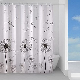 GEDY G-Desiderio Tenda Doccia, Tenda Doccia 240X200, Realizzata in PES, 100% Impermeabile, Finitura Bianco e Nero, Design R&S Gedy, Tenda per Doccia provvista di 12 Anelli, 2 Anni di Garanzia