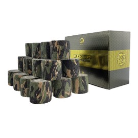 [12 Pack 4"x 5 Yards] Self Adhesive Bandage Wrap Military Camouflage Color Athletic Tape for Sports or Injuries, Elastic Bandage, Wrist and Ankle Tape Non-Woven Cohesive Bandage (4 Inch, Military 1)