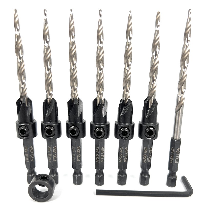 FTG USA 6Pc #10(3/16") Countersink Drill Bits and 1 Replacement