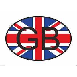 GB Great Britain Country Code Oval with Flag Bumper Sticker Laptop Sticker Toolbox Sticker Helmet Sticker