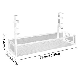 Under Desk Cable Management Tray,No Drill Mesh Desk Cables Trays with Clamp,Wire Managements Tray Cabl-e Management Box,Desk Cable Tray Wire Organizer for Office, Home(White)(White)