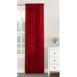 NetCurtainsUK Single Plain Voile Net Curtain Sheer Panels Slot Top Heading (Red, 140cm (55'') Wide x 229cm (90'') Drop), (HMPVP01)
