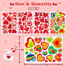 Leesgel 4 Sheets Valentines Day Heart Window Clings, Valentines Valentine Day Decorations Decor for The Home, Valentines Day Stickers Heart Decorations Holiday Window Clings for Glass Windows