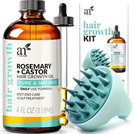 Rosemary Castor Oil Hair Growth Kit with Comfort Scalp Brush - Choose from Keratin Blend, Biotin Vitamin Formula, or Original Natural Blend - Strengthen, Nourish & Revitalize Hair:_Hair Oil Set