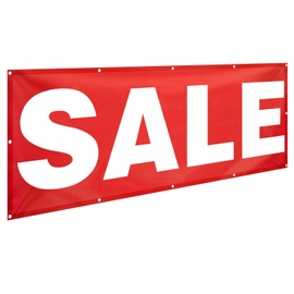 HunnmingRe 3x8 Feet Huge Sale Vinyl Banner Sign with Metal Grommets Reusable Weatherproof Sale Signs for Retail Store Outdoor Indoor Advertising Business Marketing Store Office Yard