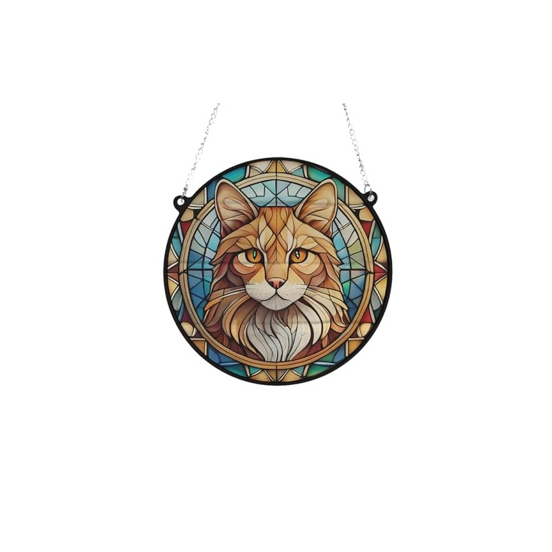 Image Industry Ginger Cat Stained Glass Effect Suncatcher - Garden