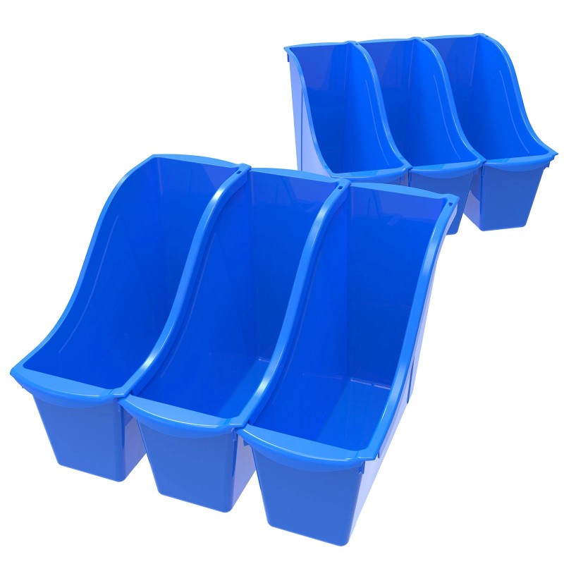 Storex 6 Pack Blue Book Bins Letter Size Storage Container