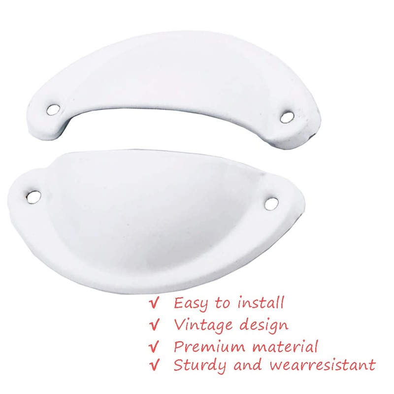 Ruidee 12 Picecs Shell Cup Handles Vintage Half Moon Drawer