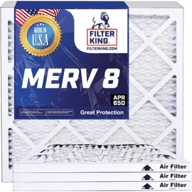 Filter King 7.5x7.5x1 Air Filter | 4-PACK | MERV 8 HVAC Pleated A/C Furnace Filters | MADE IN USA | Actual Size: 7.5 x 7.5 x .75"