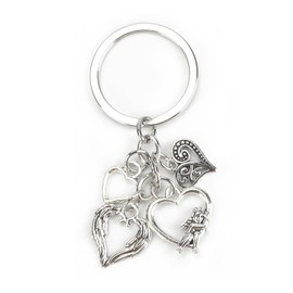 Schlüsselanhänger für Freundin, Geschenk für Damen, einzigartiger Glücksbringer für Geburtstage, Jahrestage, romantische Paare, mit Anhänger in Herzform, silber, Small