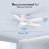 POCHFAN 42 Inch White Ceiling Fans with Lights and Remote,