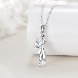 DAYLINLOVE Hug Necklace 925 Sterling Silver Couple Hugging Pendant Necklace Perfect Matching Necklace for Couples Lovers Jewelry Gifts for Women Wife