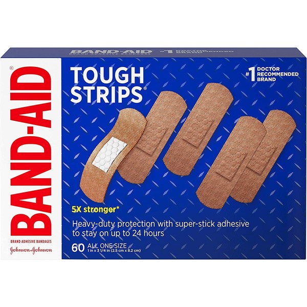 Band-Aid Tough Strips Adhesive Bandages All One Size - 60 ct, Pack of 3