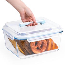 GEHE Glass Bread Box Airtight Bread Container, 190oz / 24Cup Large Glass Storage Containers with Lids, Ideal Airtight Food Storage Containers, Roasting Turkey/Chicken/Bread, Oven & Dishwasher Safe
