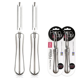 Linden Sweden Original Jonas Vegetable Peeler - Rust Resistant Silver Potato Peeler with Ergonomic Handle for Safety and Control - Dishwasher Safe and Compact for Easy Cleanup - Made In Sweden - 2 Pk