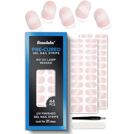 Beaolata Pre Cured Gel Nail Strips - 44PCS Salon Quality Gel Nail Stickers - Long Lasting Polish Wraps for Women no UV Light Needed Easy Apply& Remove (Chic Pink）