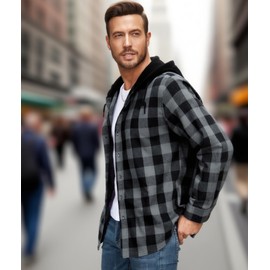 5 Pack Hooded Flannel Shirts for Men Casual Long Sleeve Plaid Hoodie