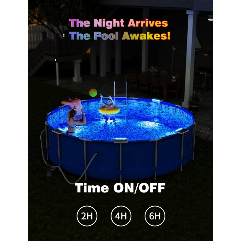 MOFOYEAH Solar Pool Lights, Solar Powered Submersible LED Lights with