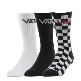 Vans, Men's Classic Crew Socks | 3-Pack (B/W Checkerboard, Black & White - 6.5-9)
