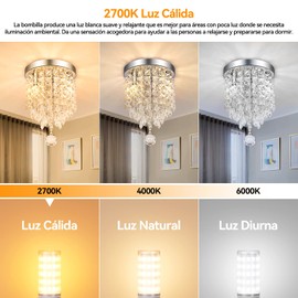 Bombilla Led G9 Para Araña, 4w 40watt G9 Halógeno Equivalente 1.77 '' de Altura Corta T4 Bombilla Con Base de Bin-pin de Cerámica G9, 400lm, Ac 120v, Paquete De 6 No Regulables (2700k Blanco cálido)